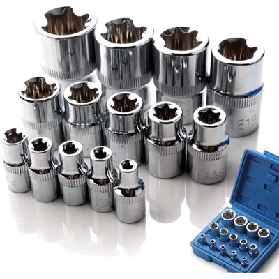 Präzises 14tlg Torx Nuss Set E4-E24 für unterschiedliche Antriebe in Box