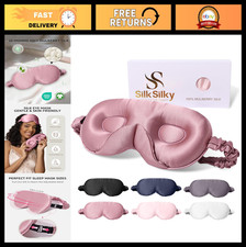 100 Mulberry Silk Sleep Mask - 3D Contoured Eye Cover with Adjustable Strap, Lu