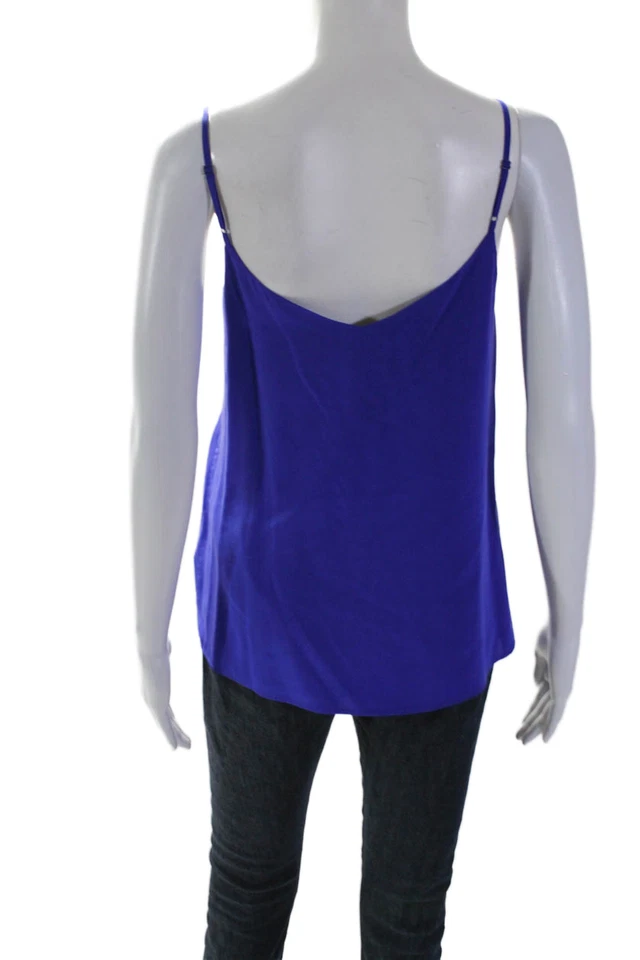 Yumi Kim Womens Silk Button Accented V Neck Spaghetti Strapped Top Blue Size S - Image 3 of 4