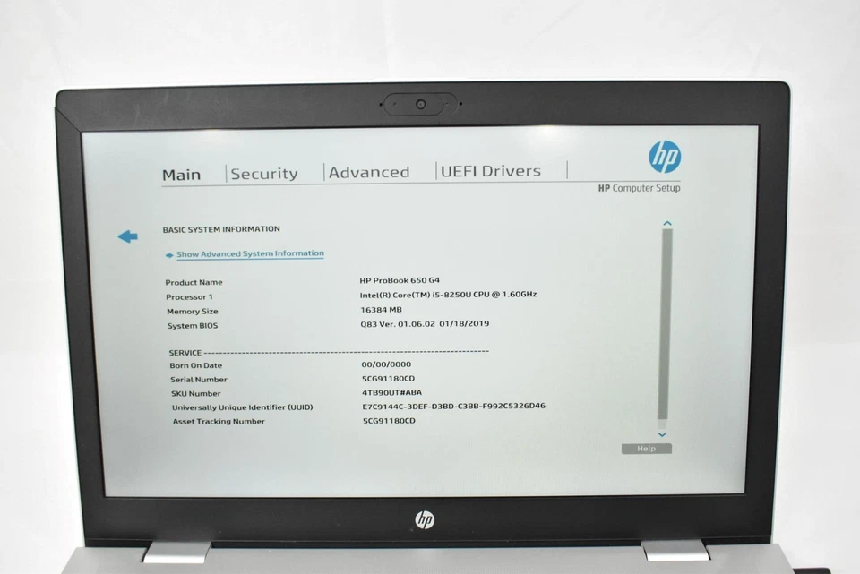 HP ProBook 650 G4 Laptop i5-8250U 1.6GHz 16GB 256GB SSD No OS 15.6" *See Detail* - Image 2 of 4