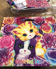 Lisa Frank coloring  activity book with supplies lot Used  cat dog READ