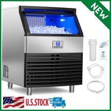 Commercial Ice Maker 450LBS/24H Ice Machine with 120 LBS Storage Ice in 8-15 min