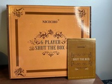 NICECHO Shut the Box Dice Game 6 Player Wooden Board Table Game Open Box