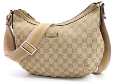 GUCCI GG Canvas Crossbody Bag Sherry 181092 Beige-Gold Everyday Authentic