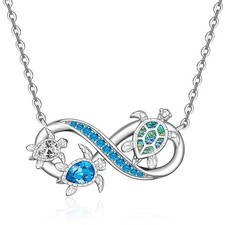 Sterling Silver Turtle Pendant Necklace, Abalone Infinity for Women - Gifts