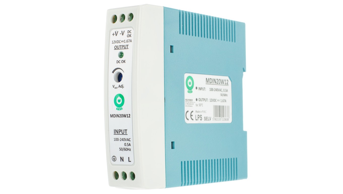 20W 12V DC 1.67A MDIN20W12 Rail Power Supply