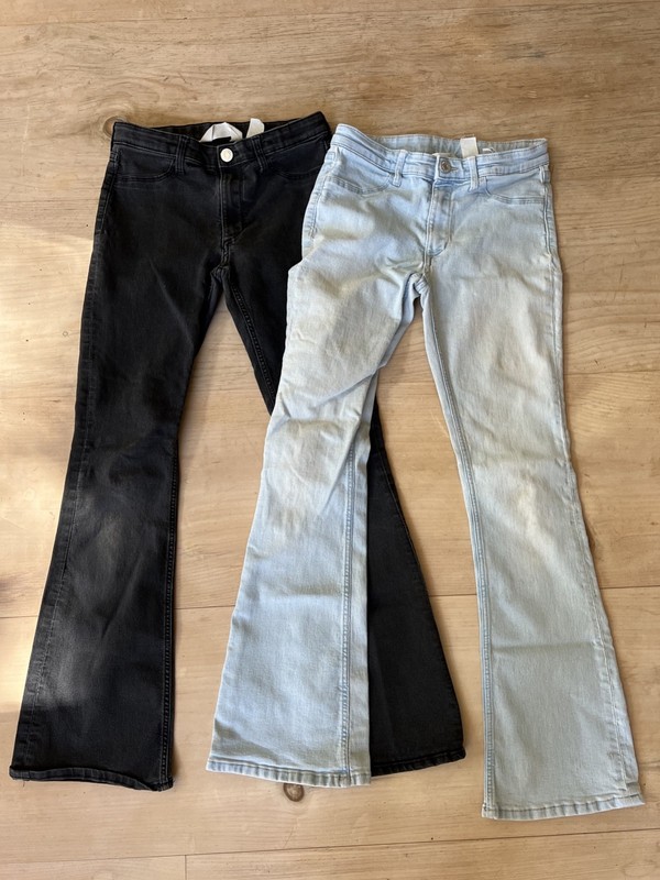 Lot of 2 black/blue H&M Girls Jeans Flare Low rise 11-12 Years