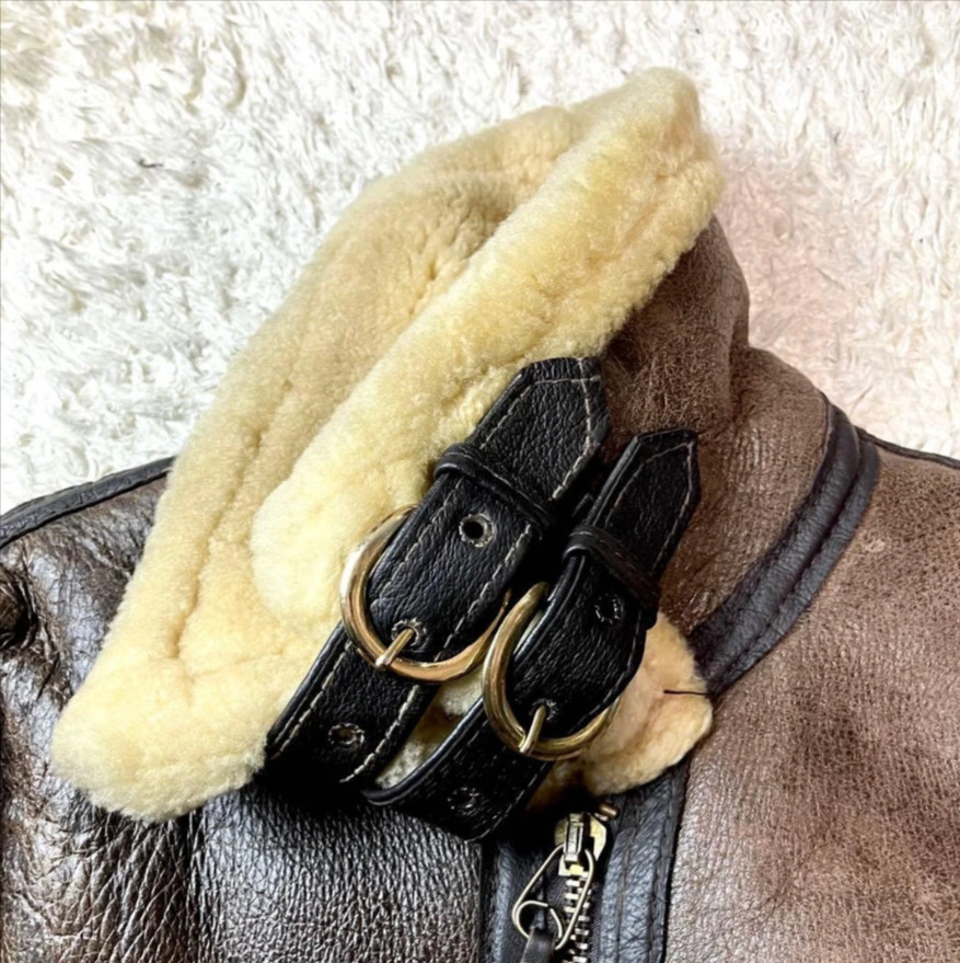 Schott Type B-3 Real Mouton Bomber Lamb Leather Flight Jacket Brown image 4