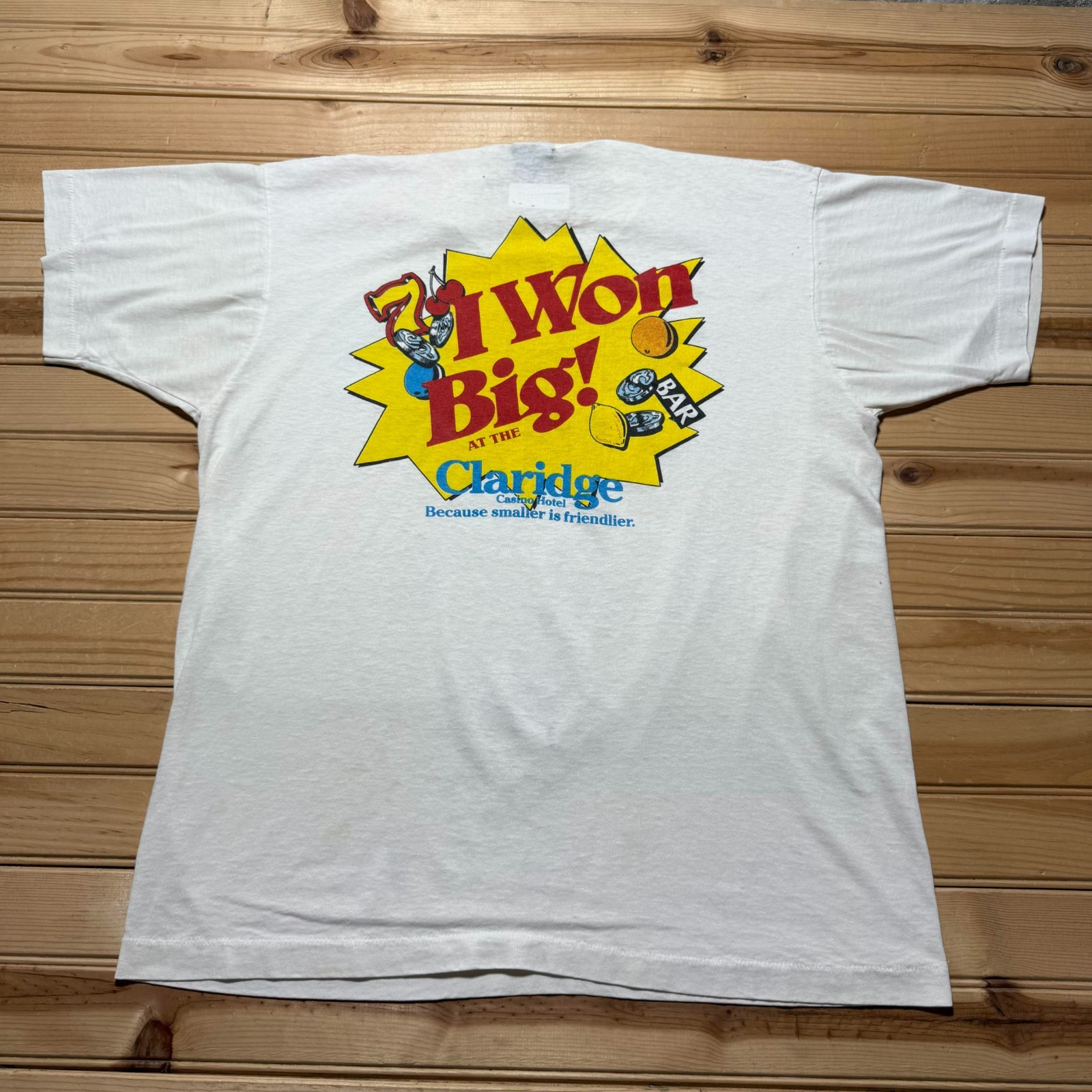 Vintage 80s I Won Big! At The Claridge Casino Hotel Atlantic City Funny Tee - XL