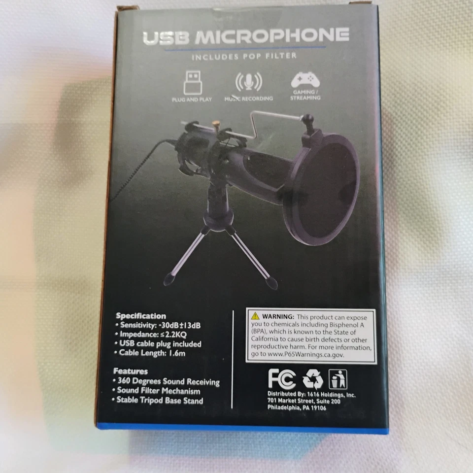 Portable USB Microphone with Pop Filter & Stand | Multi-System Compatible | NIB - Image 3 of 4