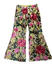 Free People NWOT Burnout Velvet Womens 8 Pants Wide Leg Flowy Floral Yellow Boho