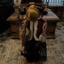 Grandeur Noel 29" Plush Christmas Moose Standing On base Collectors w Box 2001