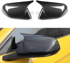 For 2015-2022 Ford Mustang Carbon Fiber M Horn Rearview Side Mirror Cover Caps