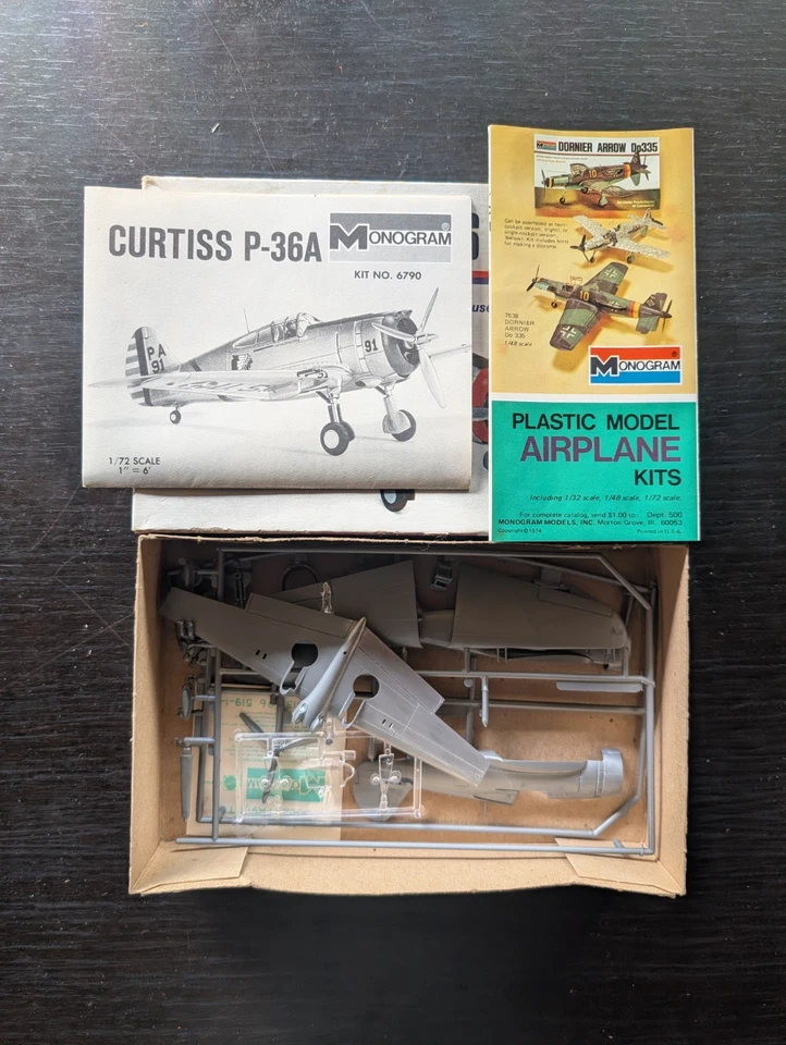 Vintage Monogram Curtiss P-36A Model Aircraft Kit - 1:72, 1973 - Image 2 of 2