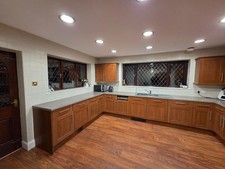 Large Oak Effect Shaker Kitchen — Complete with Integrated Fridge, Sink & Tap