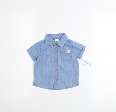 Carter s Unisex Baby Blau 3-6 Monate Baumwolle Knopfleiste Hemd