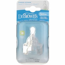 4 Pack Dr. Brown's Natural Flow Standard Silicone Bottle Nipple, Level 2 3m ,...