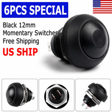 6X Black M4 12mm Waterproof Momentary ON/OFF Push Button Round SPST Switch