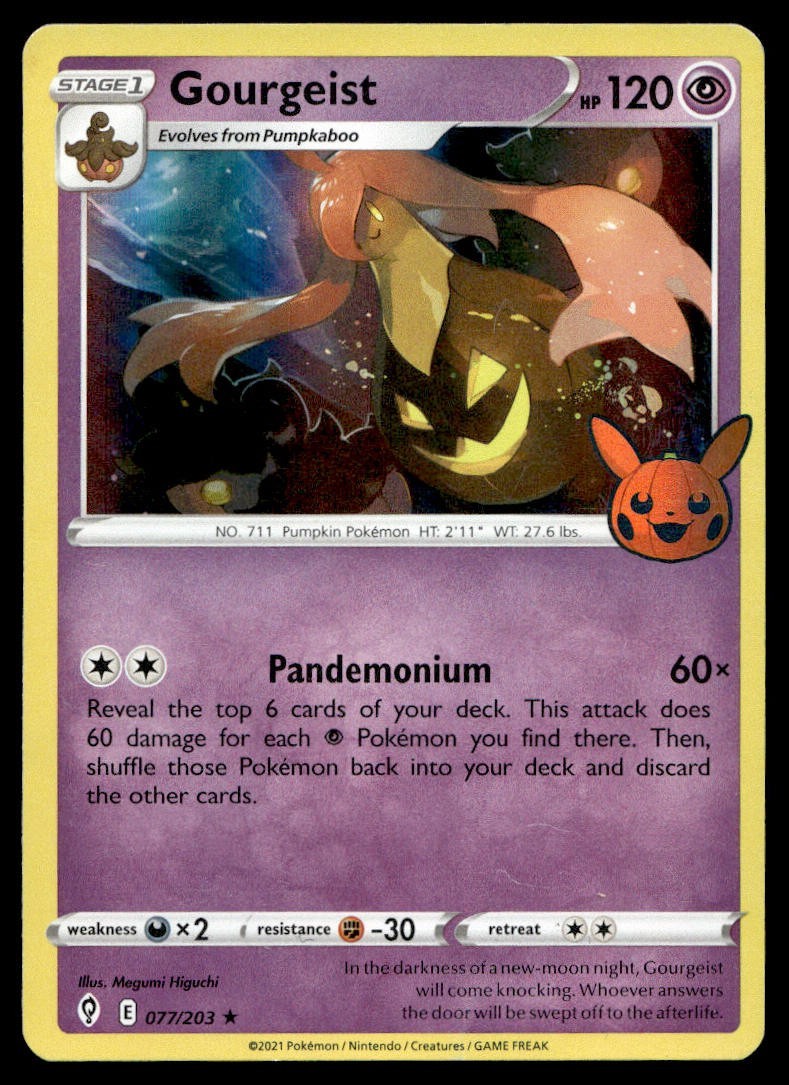 Gourgeist 77/203 Pokemon Card Trick or Trade 2022 Rare 120 HP Holo LP LR