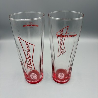 Vintage Pair of Budweiser Pilsner Glasses 1980's Rare