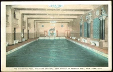 Pool Park Central Hotel NY City postcard 1930