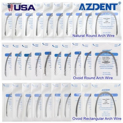 AZDENT Dental Orthodontic Arch Wire Niti Stainless Steel Round Rectangular Ovoid