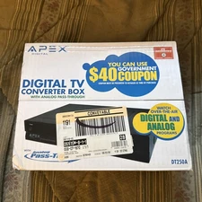New Apex DT250A Digital TV Converter Box with Analog Pass Through with Remote