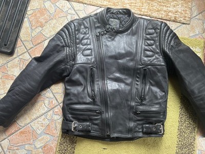 Vintage Eurox Leather Motorcycle Jacket Made in Germany  Gröẞe 54 Quilted Lining