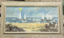 Impressionist Burket Original Oil Painting signed, framed  "To The Beach" - RARE
