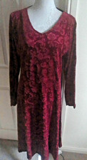 BRAND NEW UNWORN RED BURGUNDY VELVET FLORAL PAISLEY LONG SLEEVE MIDI DRESS
