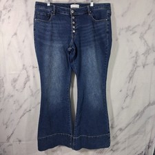 Lane Bryant Women's Jeans Mid-Rise Flare Button Fly Size 18 (WAIST 38") Blue.