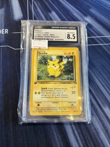 CGC GEM MINT Pikachu 1999 Jungle 1st Edition 60/64 Pokemon Card CGC 8.5 Rare