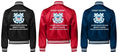 USCG*COAST GUARD STATION BEACH HAVEN-NJ *SATIN JACKET *USCG OFFICIAL LICENSE