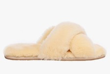 NEW sheepskin slippers women 11/ Dove Crossover Slides In Cream.