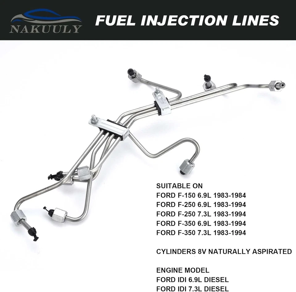 Juego de 8 líneas duras para inyector de combustible compatibles con Ford Serie F 1983-94 IDI diésel Foto 4 de 4