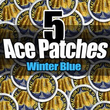 NEW (X5) Disc Golf Embroidered ACE PATCH - Attach 2 bag Winter Blue Version FAST