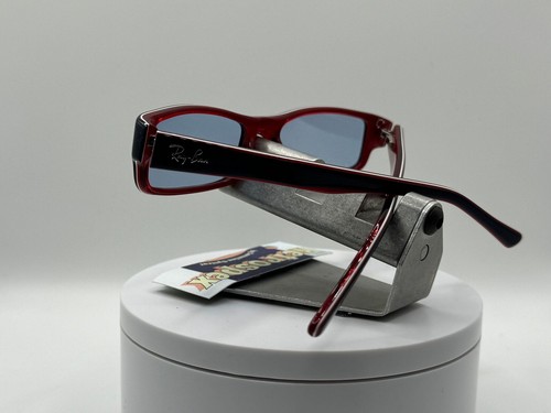 Vintage Y2K Sonnenbrille neu aus altem Lagerbestand blaue Gläser Ray Ban 5246 blau/rot schmal Zyl rechteckig - Bild 9 von 10