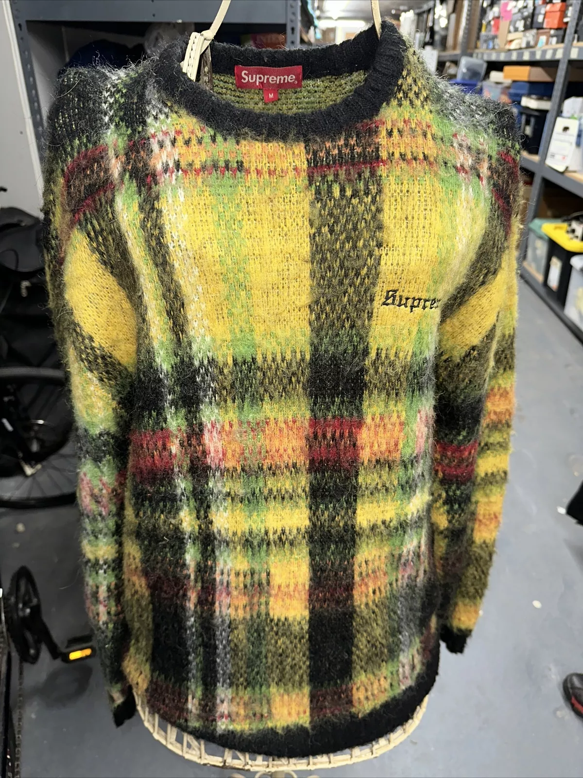 Pull noir à carreaux brossés SUPREME 20AW taille M