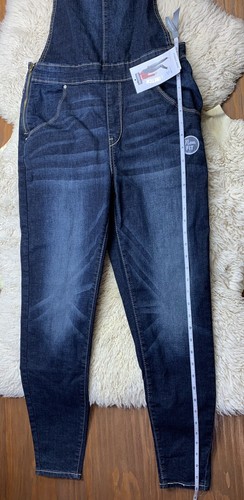 DENIZEN From Levis Stretch Skinny Blue Denim Crop Bib Overalls Womens Medium NWT - Picture 4 of 8