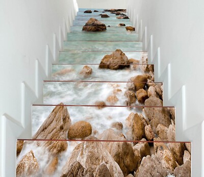 3D Brown Stones G034 Stair Risers Decoration Photo Mural Vinyl Decal Wallpaper E