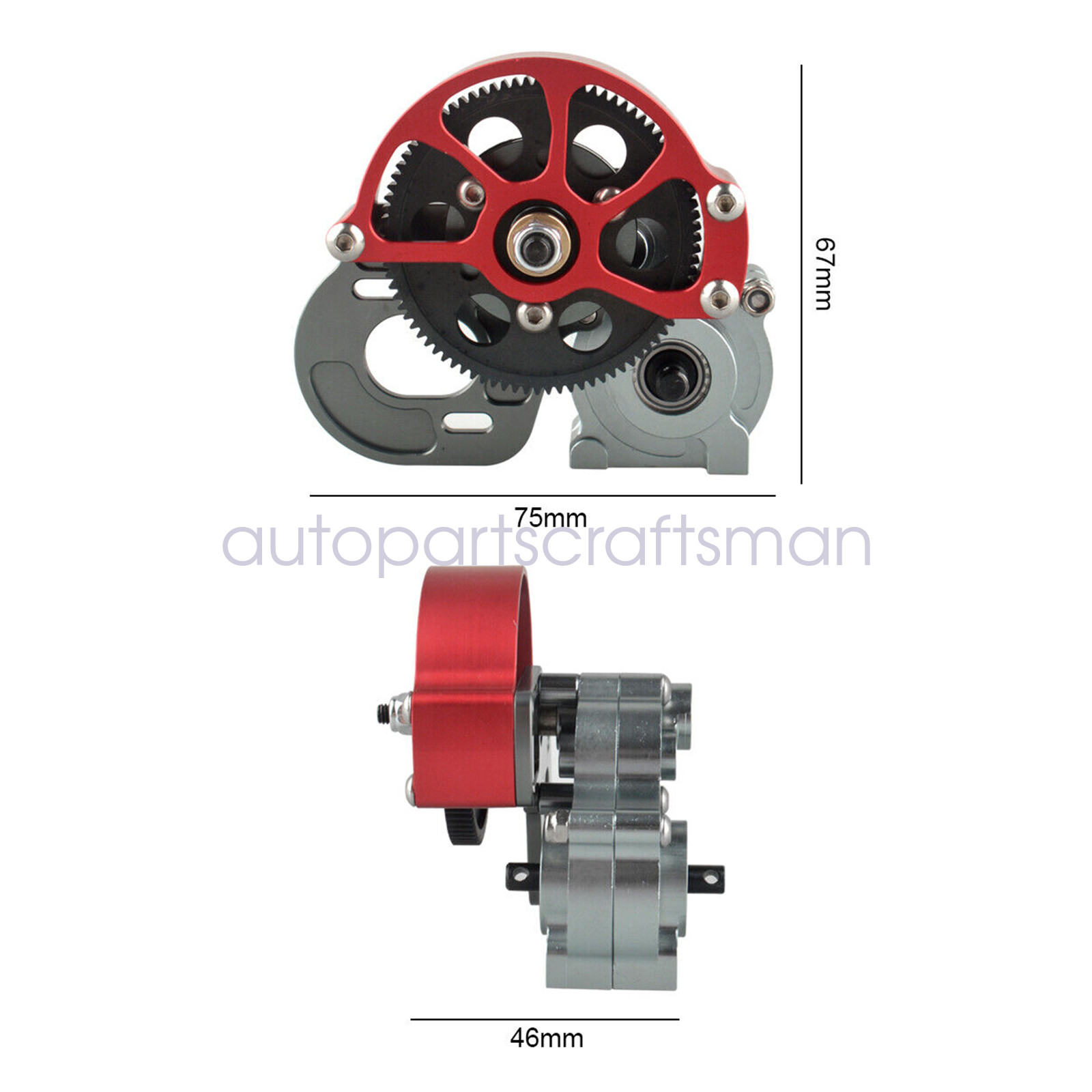 Metal Transmission ASSEMBLED Gearbox with Gear fits RC SCX10 1:10 Crawler axial