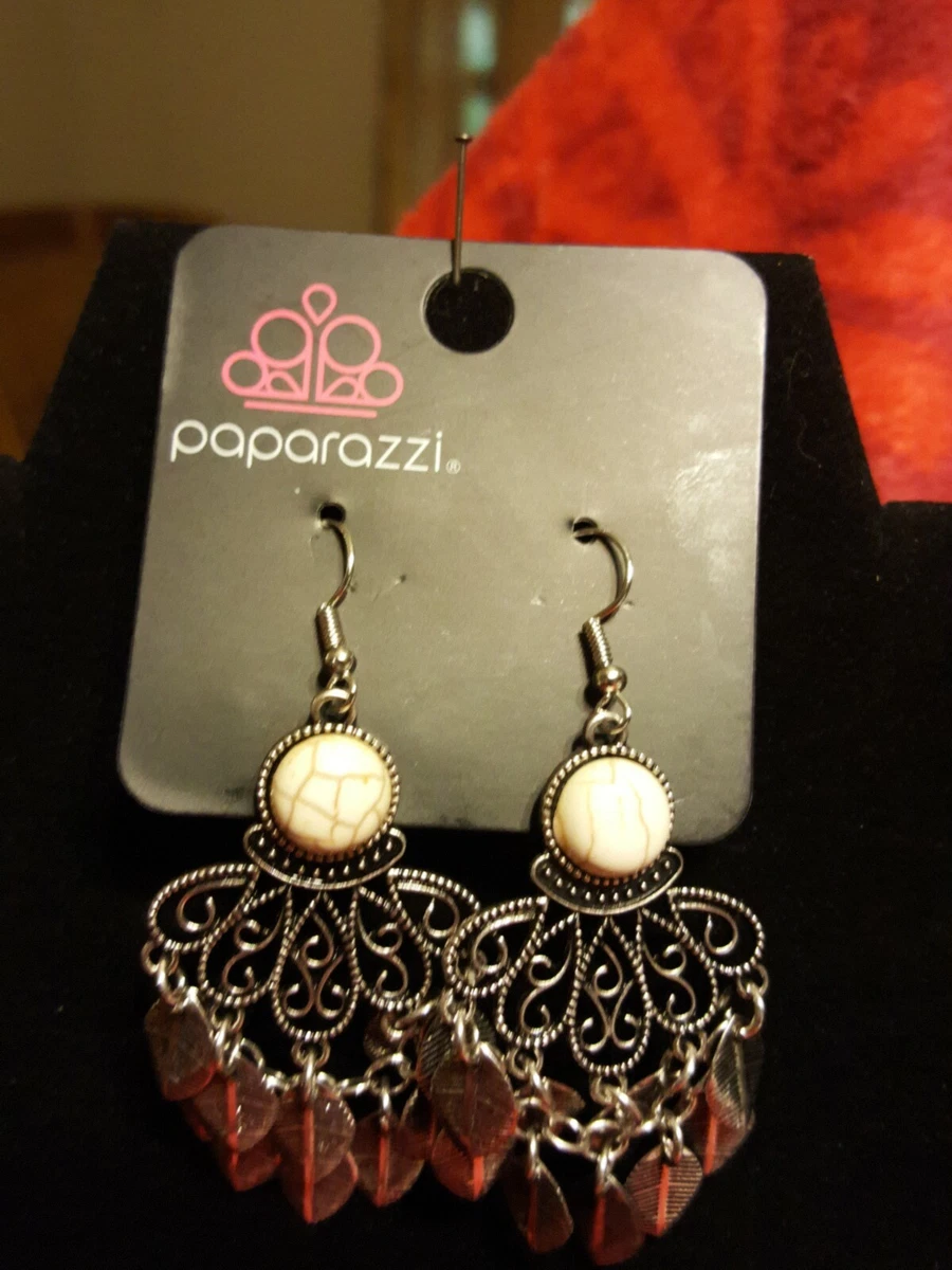 White crackle on sale stone earrings paparazzi