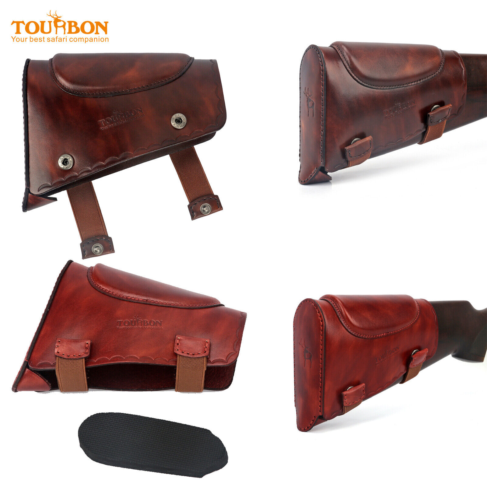 TOURBON Leather Shotgun Recoil Pad Rifle Stock Holder w/Cheek Riser Rest-3 Color