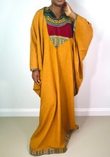 Burnt Yellow Dashiki Detail Maxi Kaftan Oversized Dress