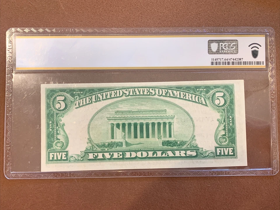 1929-$5.00-Evansville, IN- Type 2- FR1800-2 Charter # 12132- PCGS- 64PPQ - Image 2 of 2