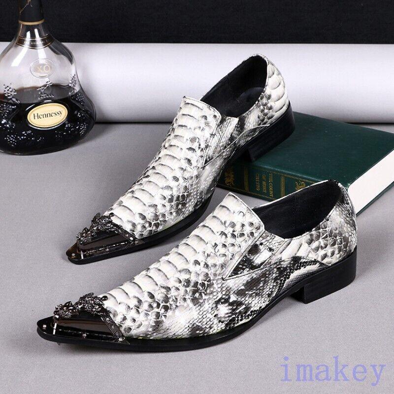 SAOLA Scarpe slip on uomo metallo a punta pelle business eleganti formali matrimonio