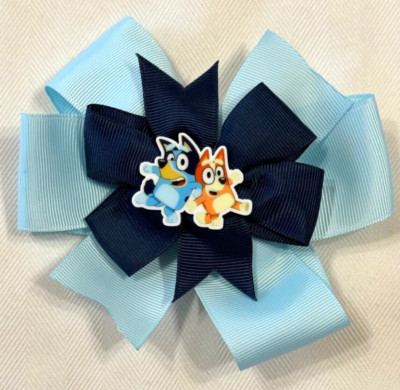 Beautiful Bingo and Bluey from Disney's Bluey show inspired hair bow for girls.
