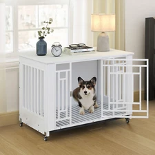 38" Dog Crate Cage Furniture Dog Kennel w/ Removable Tray for Small Medium Dog
