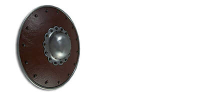 Casiberia Leather Covered Buckler Shield, Scalloped Boss, 15'', 14G AB0127