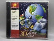 Deluxe 3D World Atlas Comptons Home Library with Satellite Photos Windows 95